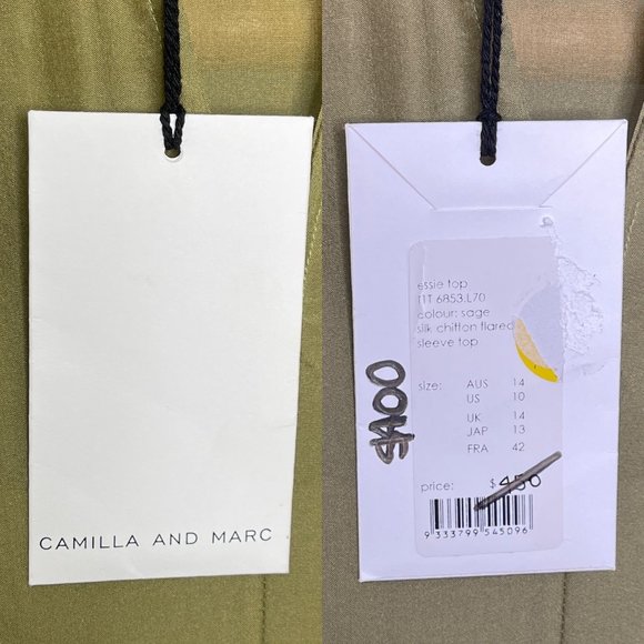 SOLD Camilla and Marc Sage Green Silk Essie Top Blouse Size 14 - Picture 14 of 14